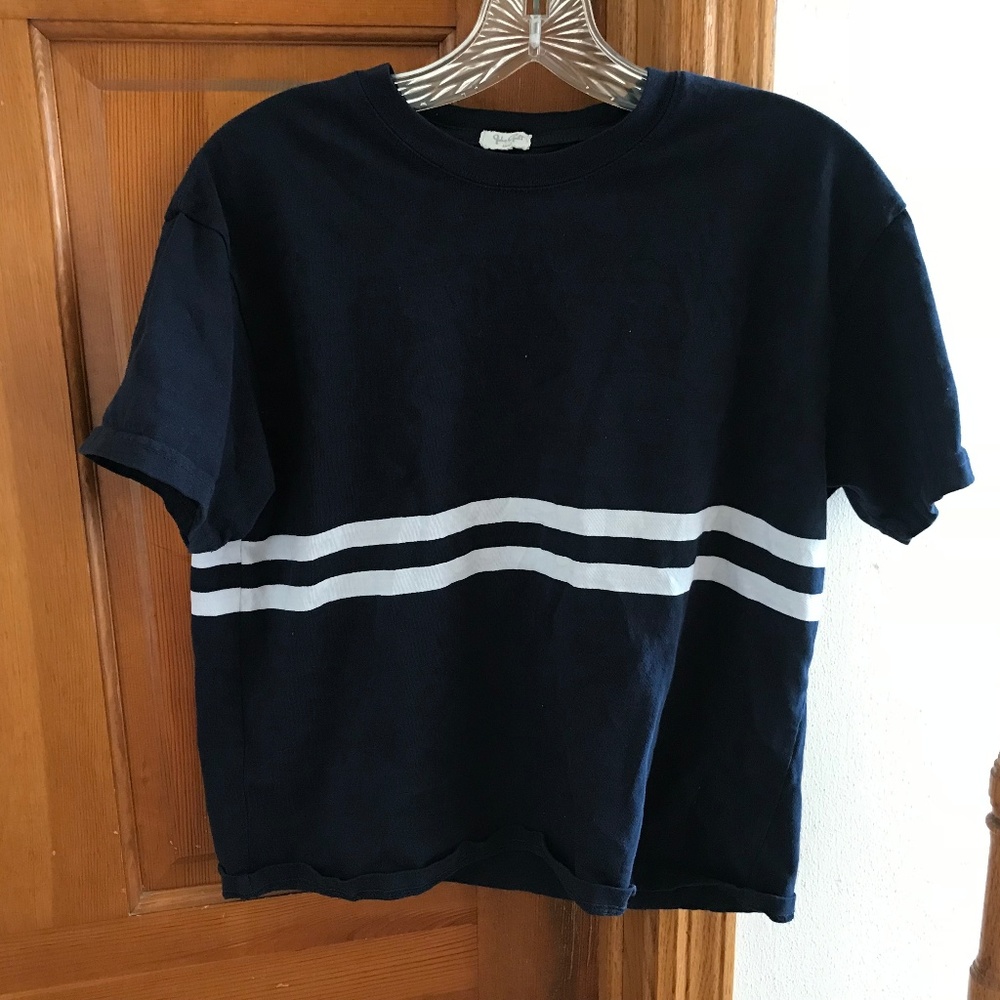 Brandy Melville John Galt Navy Blue Striped Tee